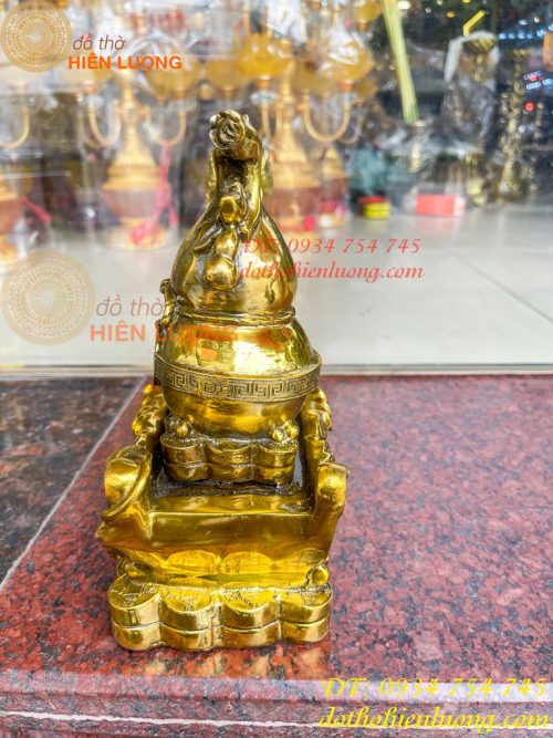 Tượng rắn kéo xe hũ vàng bằng đồng phong thủy Cao 23cm