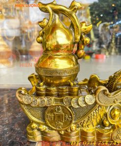 Tượng rắn kéo xe hũ vàng bằng đồng phong thủy Cao 23cm