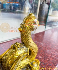Tượng rắn kéo xe hũ vàng bằng đồng phong thủy Cao 23cm