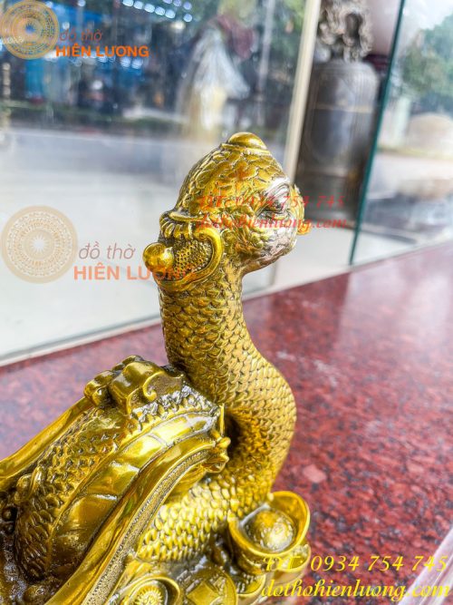 Tượng rắn kéo xe hũ vàng bằng đồng phong thủy Cao 23cm