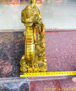 Tượng rắn kéo xe hũ vàng bằng đồng phong thủy Cao 23cm