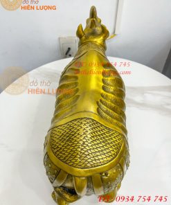 Tượng tê giác bằng đồng phong thủy đồng vàng DxRxC 44x16x25cm