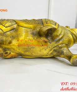 Tượng tê giác bằng đồng phong thủy đồng vàng DxRxC 44x16x25cm