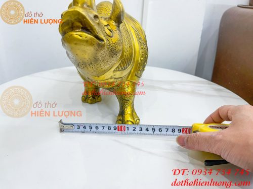 Tượng tê giác bằng đồng phong thủy đồng vàng DxRxC 44x16x25cm