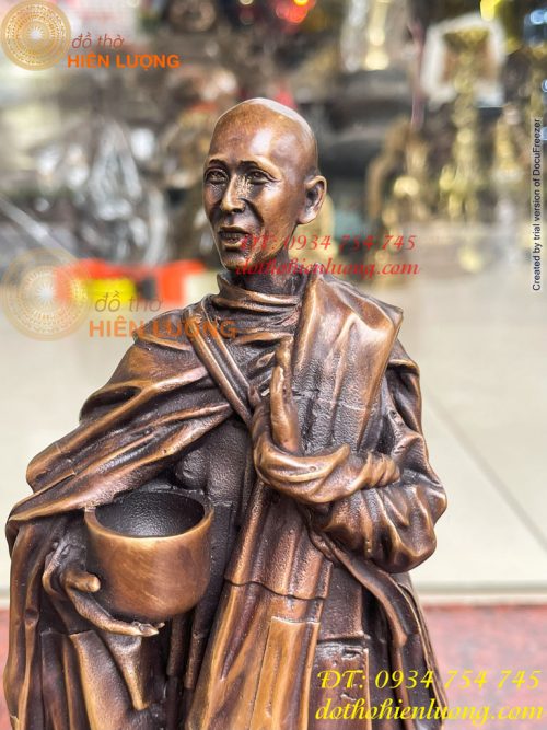 Tượng thầy thích minh tuệ bằng đồng hun cao 26cm