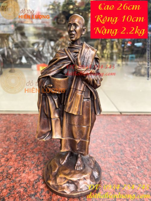 Tượng thầy thích minh tuệ bằng đồng hun cao 26cm