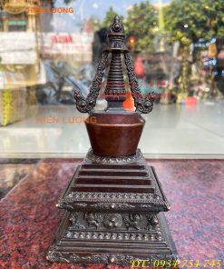 Bảo Tháp Xá Lợi Bằng Đồng Hun Cao 22cm
