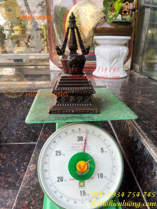 Bảo Tháp Xá Lợi Bằng Đồng Hun Cao 22cm
