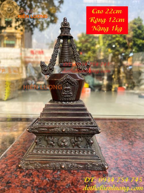 Bảo Tháp Xá Lợi Bằng Đồng Hun Cao 22cm