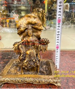 Lư xông trầm quan âm tự tại bằng đồng hun cao 23cm