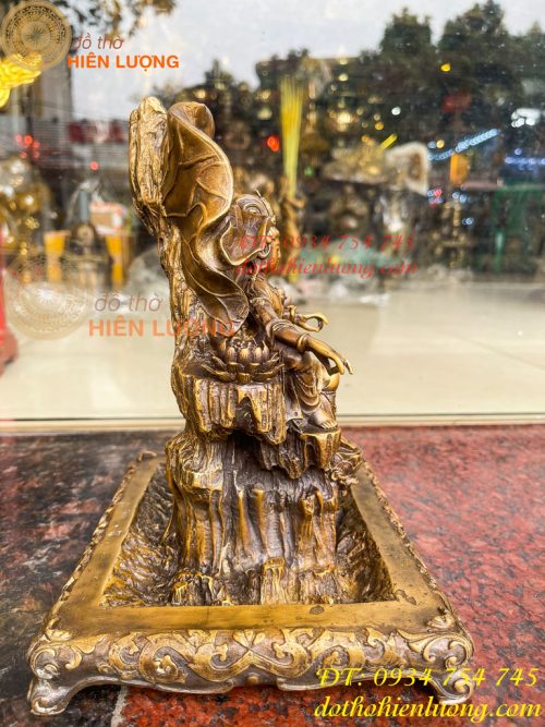 Lư xông trầm quan âm tự tại bằng đồng hun cao 23cm