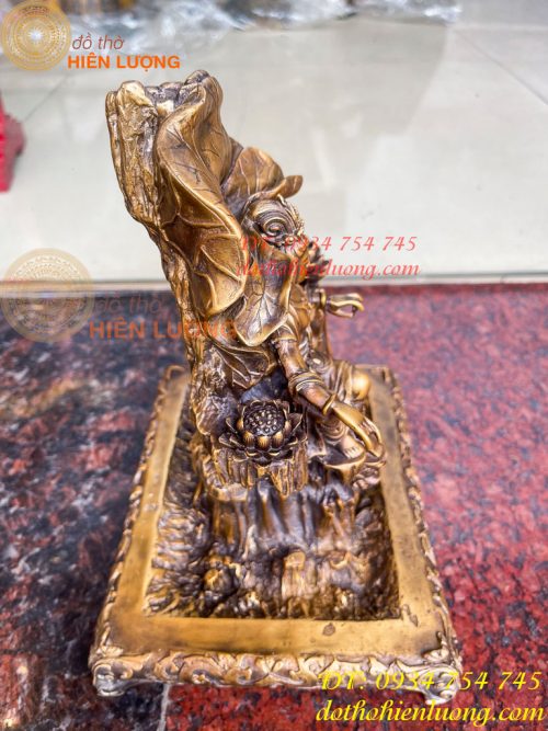 Lư xông trầm quan âm tự tại bằng đồng hun cao 23cm