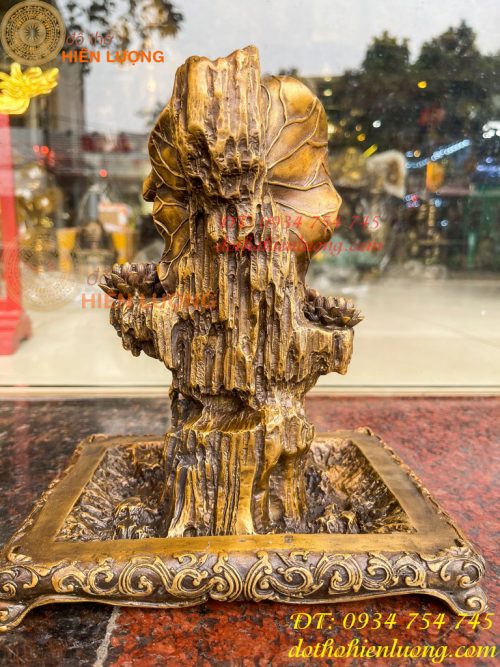 Lư xông trầm quan âm tự tại bằng đồng hun cao 23cm