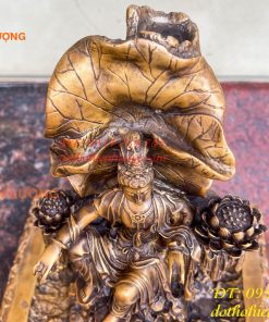 Lư xông trầm quan âm tự tại bằng đồng hun cao 23cm