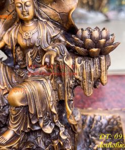 Lư xông trầm quan âm tự tại bằng đồng hun cao 23cm