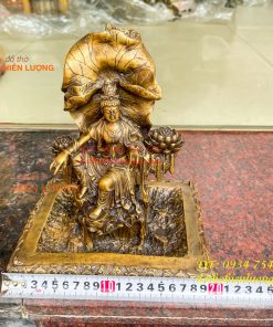 Lư xông trầm quan âm tự tại bằng đồng hun cao 23cm