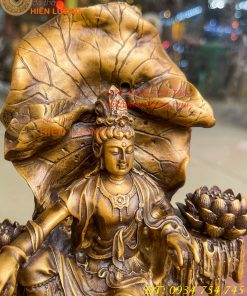 Lư xông trầm quan âm tự tại bằng đồng hun cao 23cm
