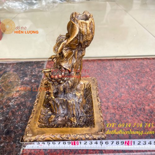Lư xông trầm quan âm tự tại bằng đồng hun cao 23cm