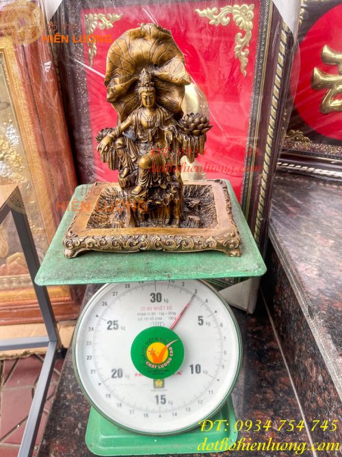 Lư xông trầm quan âm tự tại bằng đồng hun cao 23cm