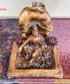 Lư xông trầm quan âm tự tại bằng đồng hun cao 23cm