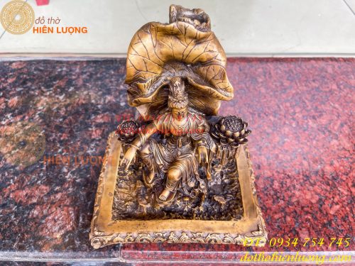 Lư xông trầm quan âm tự tại bằng đồng hun cao 23cm