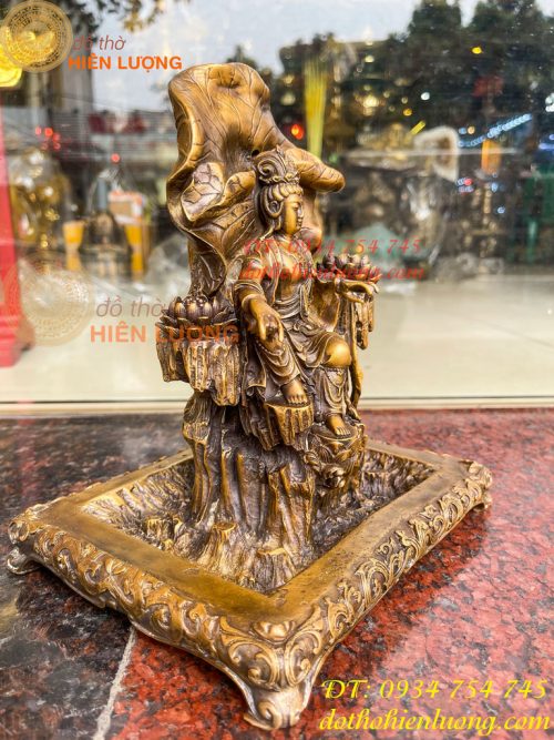 Lư xông trầm quan âm tự tại bằng đồng hun cao 23cm