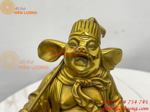 Tượng Lão Trư Bằng Đồng Phong Thủy Cao 24cm
