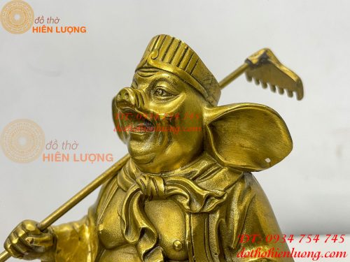 Tượng Lão Trư Bằng Đồng Phong Thủy Cao 24cm
