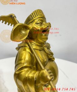 Tượng Lão Trư Bằng Đồng Phong Thủy Cao 24cm