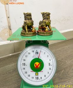 Đôi Kỳ Lân Ngồi Bệ Bát Quái Bằng Đồng Phong Thủy