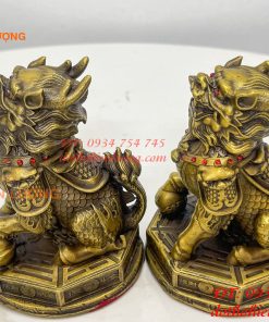 Đôi Kỳ Lân Ngồi Bệ Bát Quái Bằng Đồng Phong Thủy