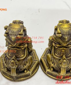 Đôi Kỳ Lân Ngồi Bệ Bát Quái Bằng Đồng Phong Thủy