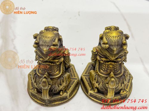 Đôi Kỳ Lân Ngồi Bệ Bát Quái Bằng Đồng Phong Thủy
