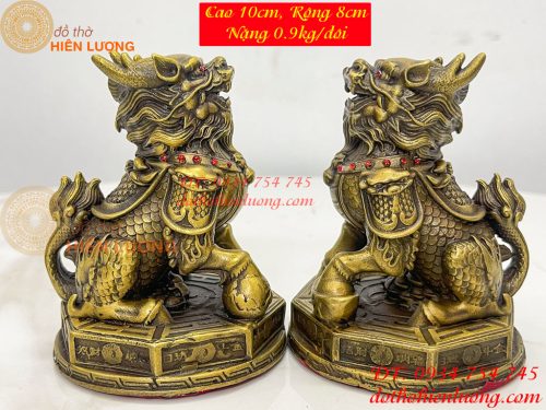 Đôi Kỳ Lân Ngồi Bệ Bát Quái Bằng Đồng Phong Thủy