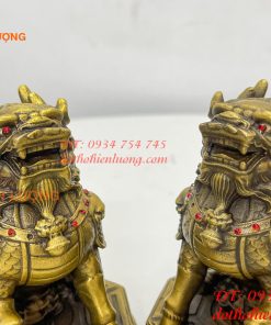 Đôi Kỳ Lân Ngồi Bệ Bát Quái Bằng Đồng Phong Thủy
