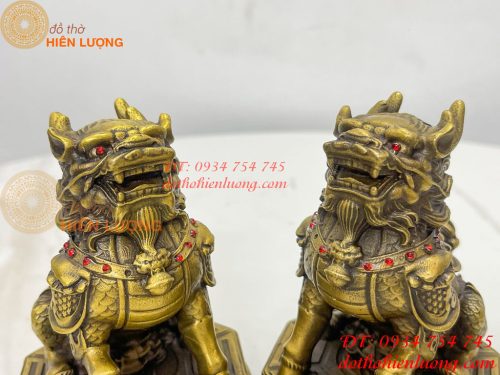 Đôi Kỳ Lân Ngồi Bệ Bát Quái Bằng Đồng Phong Thủy