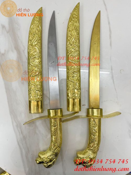 Kiếm Bằng Đồng Dài 40cm Chạm Rồng Phong Thủy