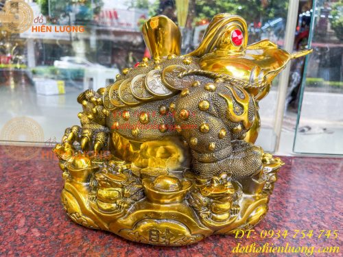 Tượng Cóc Thiềm Thừ Bằng Đồng Cỡ To Cao 25cm