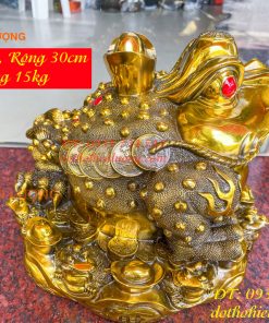 Tượng Cóc Thiềm Thừ Bằng Đồng Cỡ To Cao 25cm