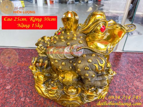 Tượng Cóc Thiềm Thừ Bằng Đồng Cỡ To Cao 25cm