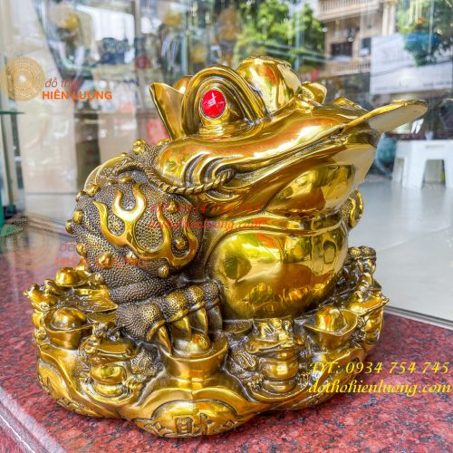 Tượng Cóc Thiềm Thừ Bằng Đồng Cỡ To Cao 25cm