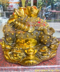 Tượng Cóc Thiềm Thừ Bằng Đồng Cỡ To Cao 25cm