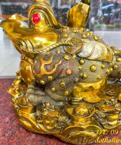Tượng Cóc Thiềm Thừ Bằng Đồng Cỡ To Cao 25cm