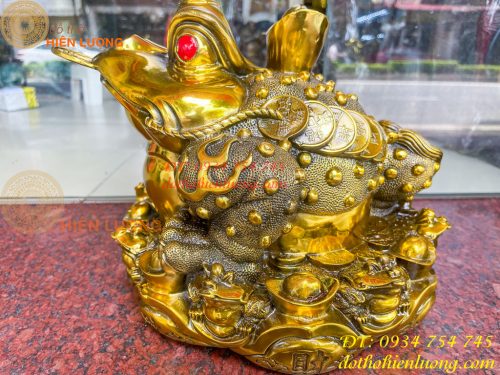 Tượng Cóc Thiềm Thừ Bằng Đồng Cỡ To Cao 25cm