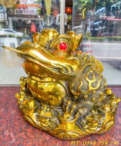 Tượng Cóc Thiềm Thừ Bằng Đồng Cỡ To Cao 25cm