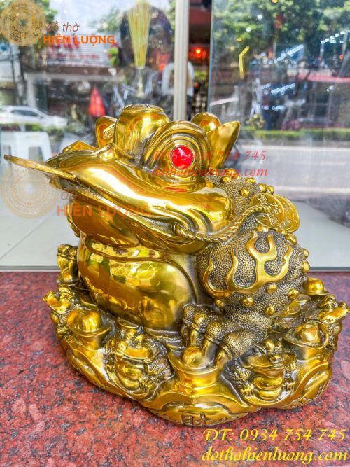 Tượng Cóc Thiềm Thừ Bằng Đồng Cỡ To Cao 25cm