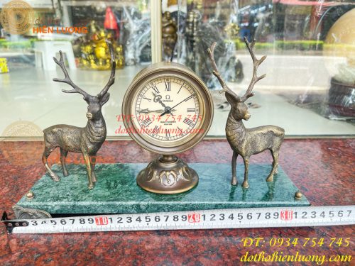 Đồng Hồ Hươu Bằng Đồng Lên Dây Cót Decor