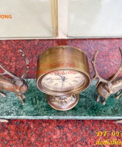 Đồng Hồ Hươu Bằng Đồng Lên Dây Cót Decor