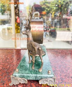 Đồng Hồ Hươu Bằng Đồng Lên Dây Cót Decor