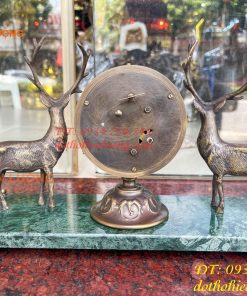 Đồng Hồ Hươu Bằng Đồng Lên Dây Cót Decor